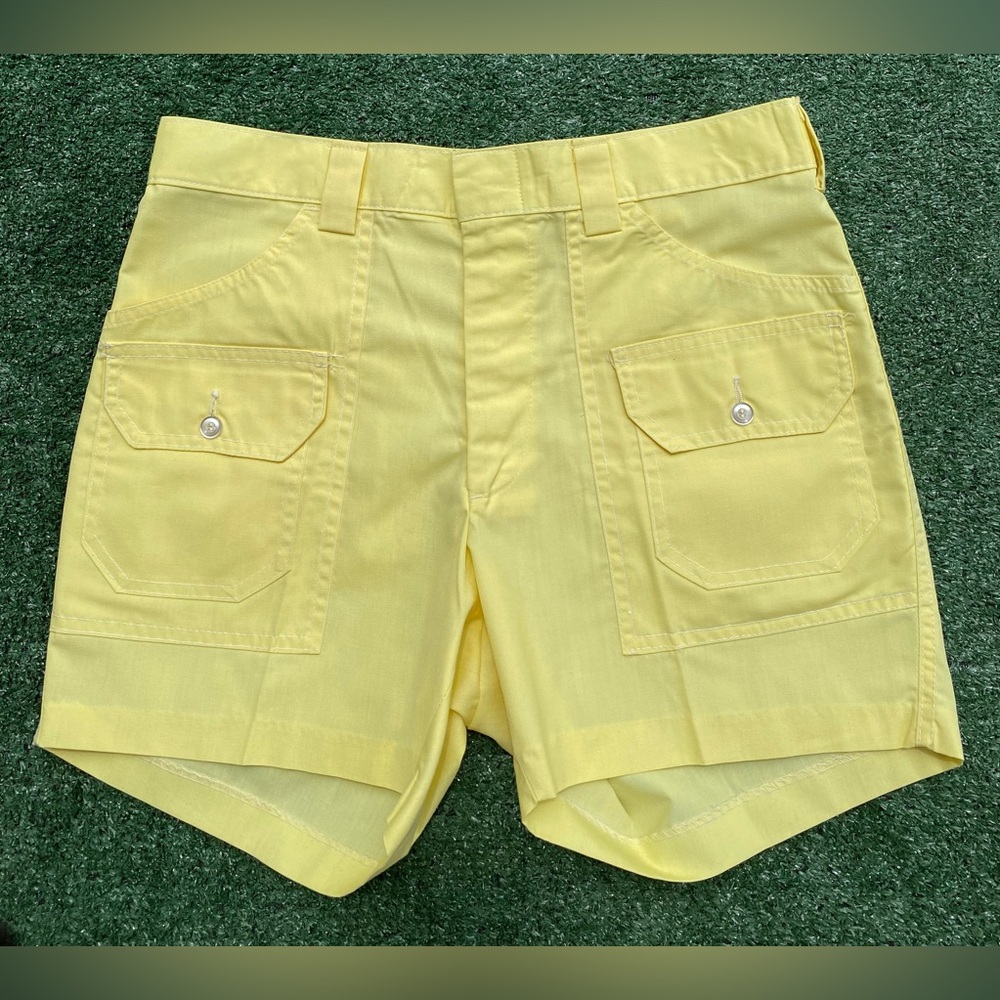 Vintage 70’s Smartain Yellow Safari Cargo Shorts Men’s Size 31